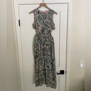 Tropical Cream and Green Maxi Dress